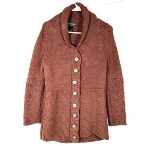 Overland Womens Size S/M Brown 100% Cotton Button Up Cardigan Sweater